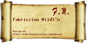 Fabriczius Milán névjegykártya