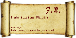 Fabriczius Milán névjegykártya